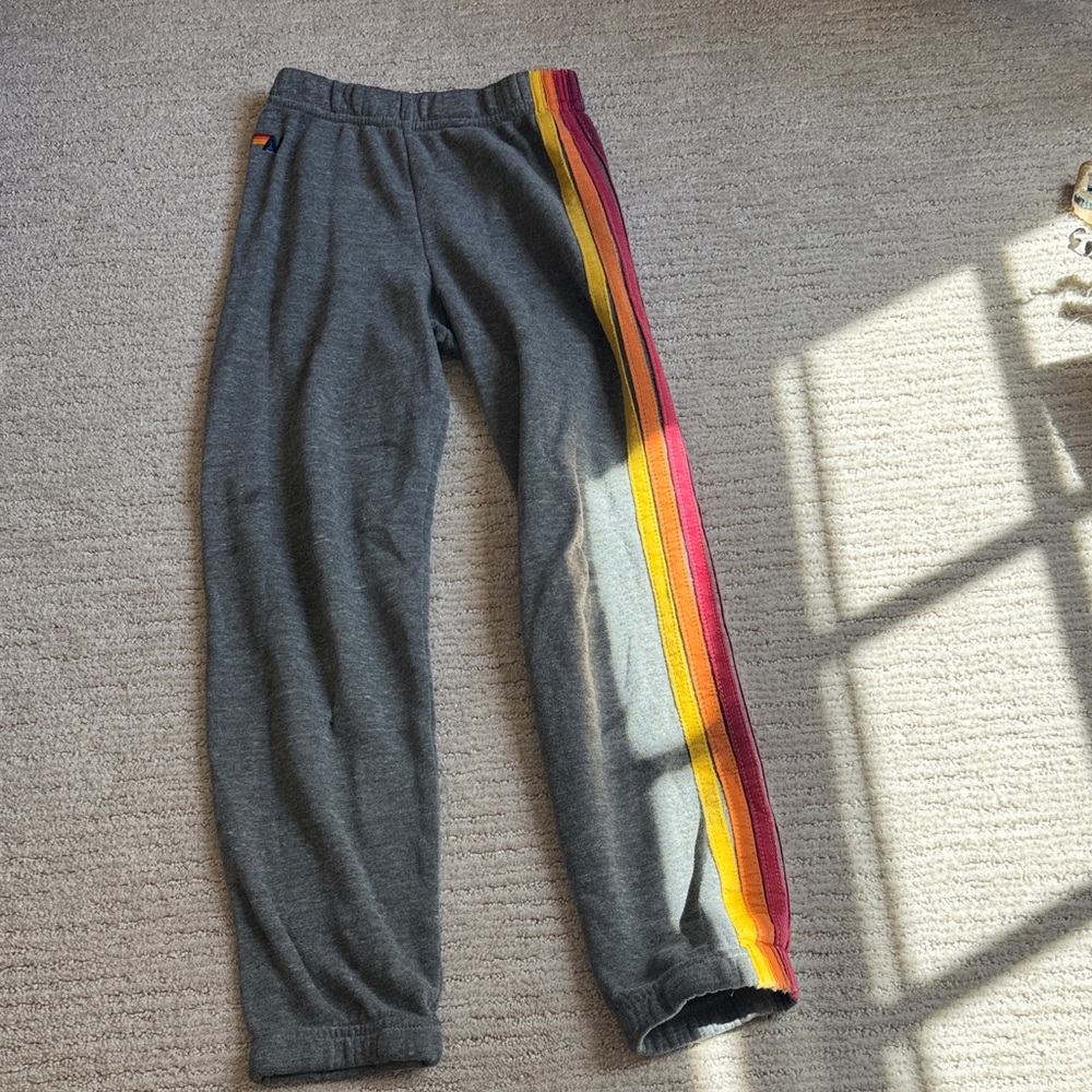 Aviator Nation Gray Sweatpants with small stitched hole